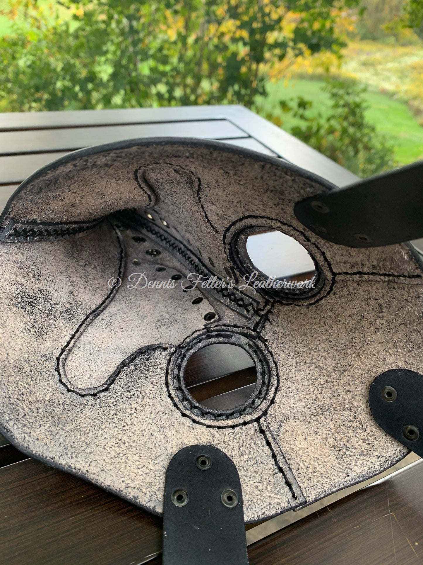 Leather plague doctor mask - inside view