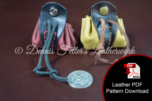 Drawstring Coin Pouch Leather Pattern (Download PDF file)