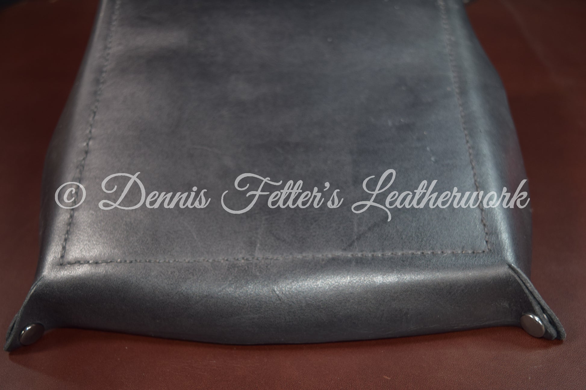 Black leather dice / valet tray - bottom view