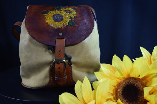 Women's Tooled Leather Sunflower Bag