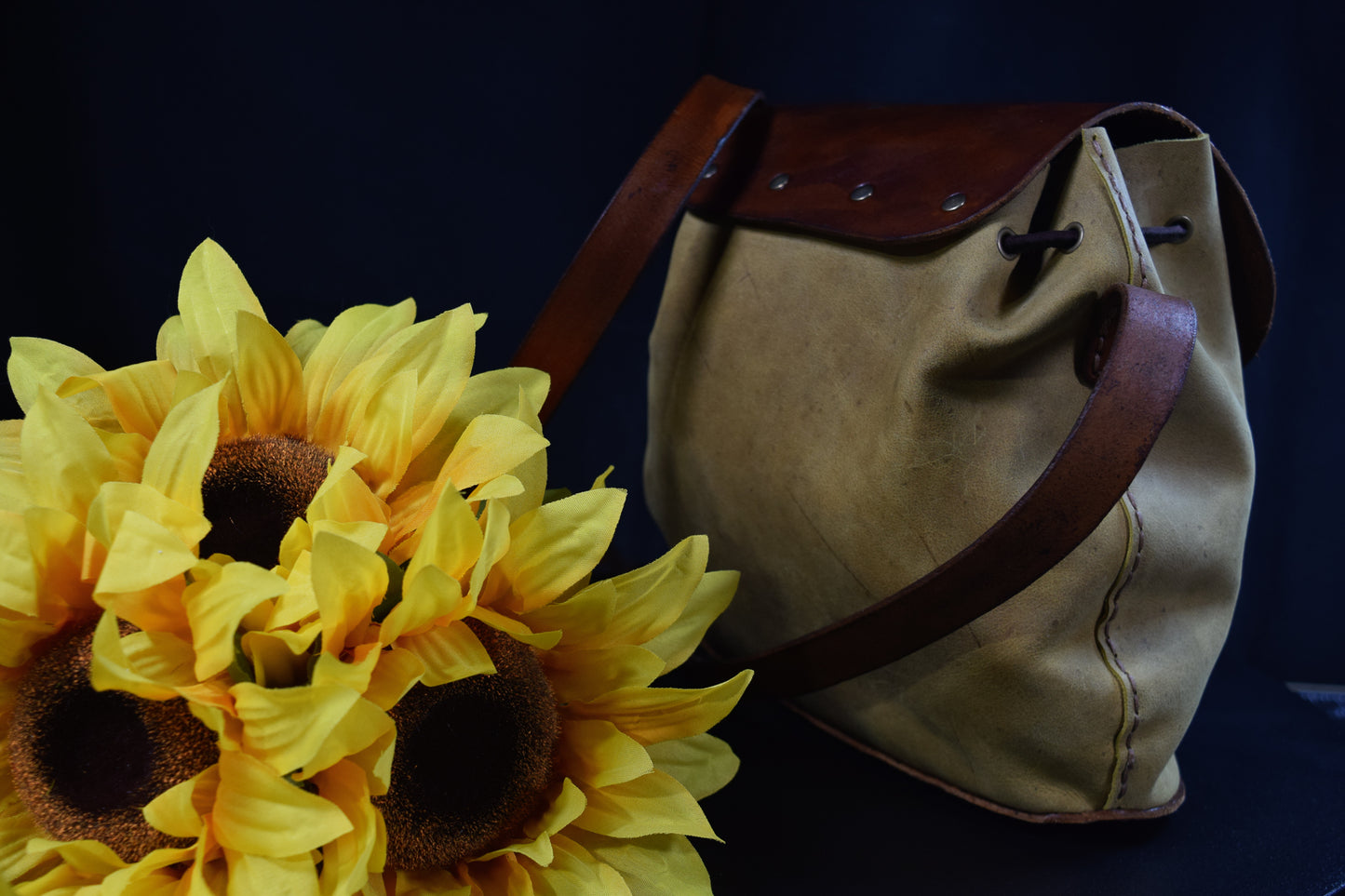 Women's Tooled Leather Sunflower Bag