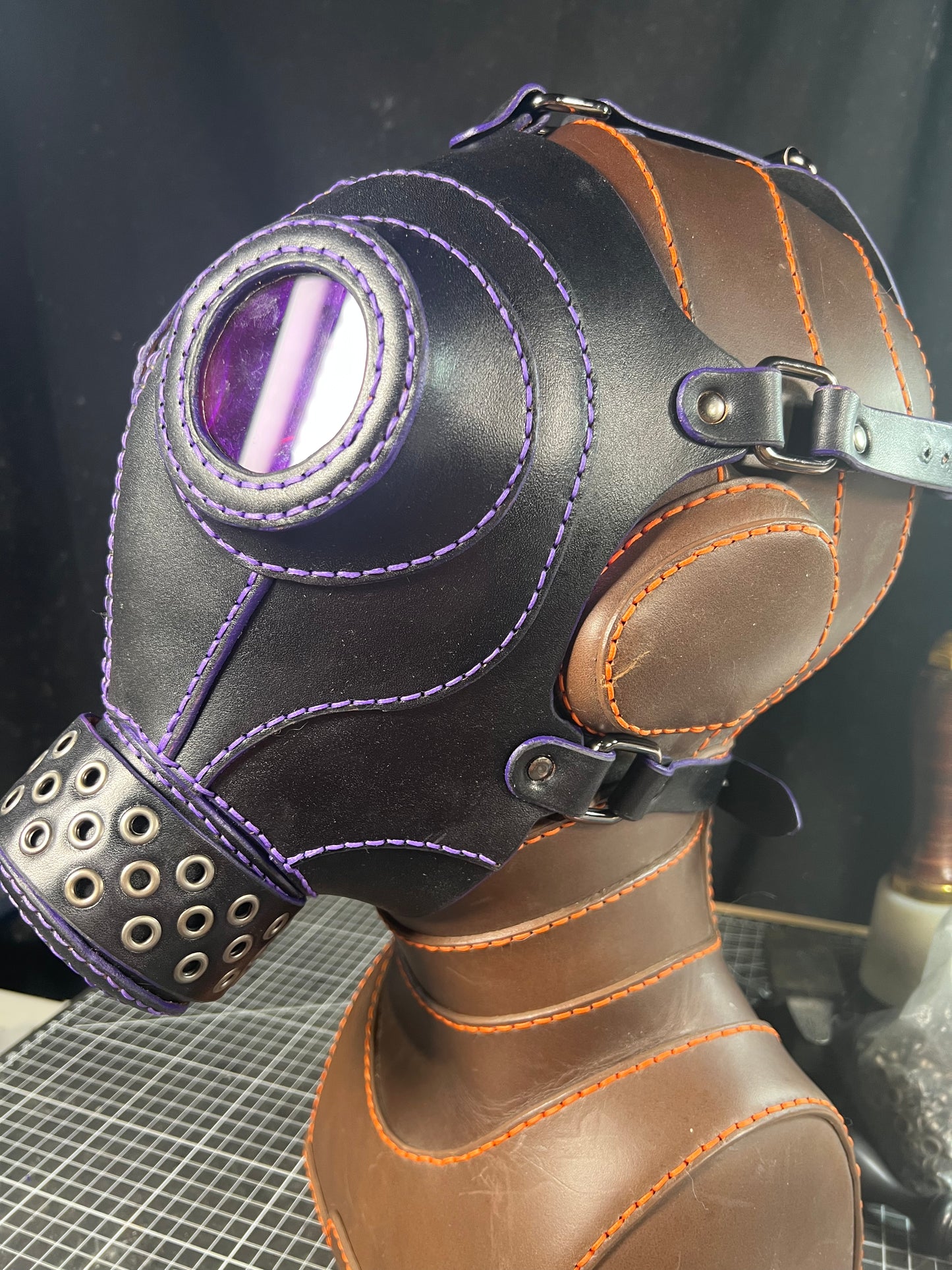 Gas mask, black leather cosplay