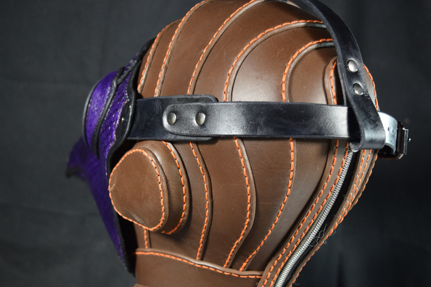 Big Plague Doctor mask Stamped Leather - Purple/Black - Wear over glasses (Choose lens color)