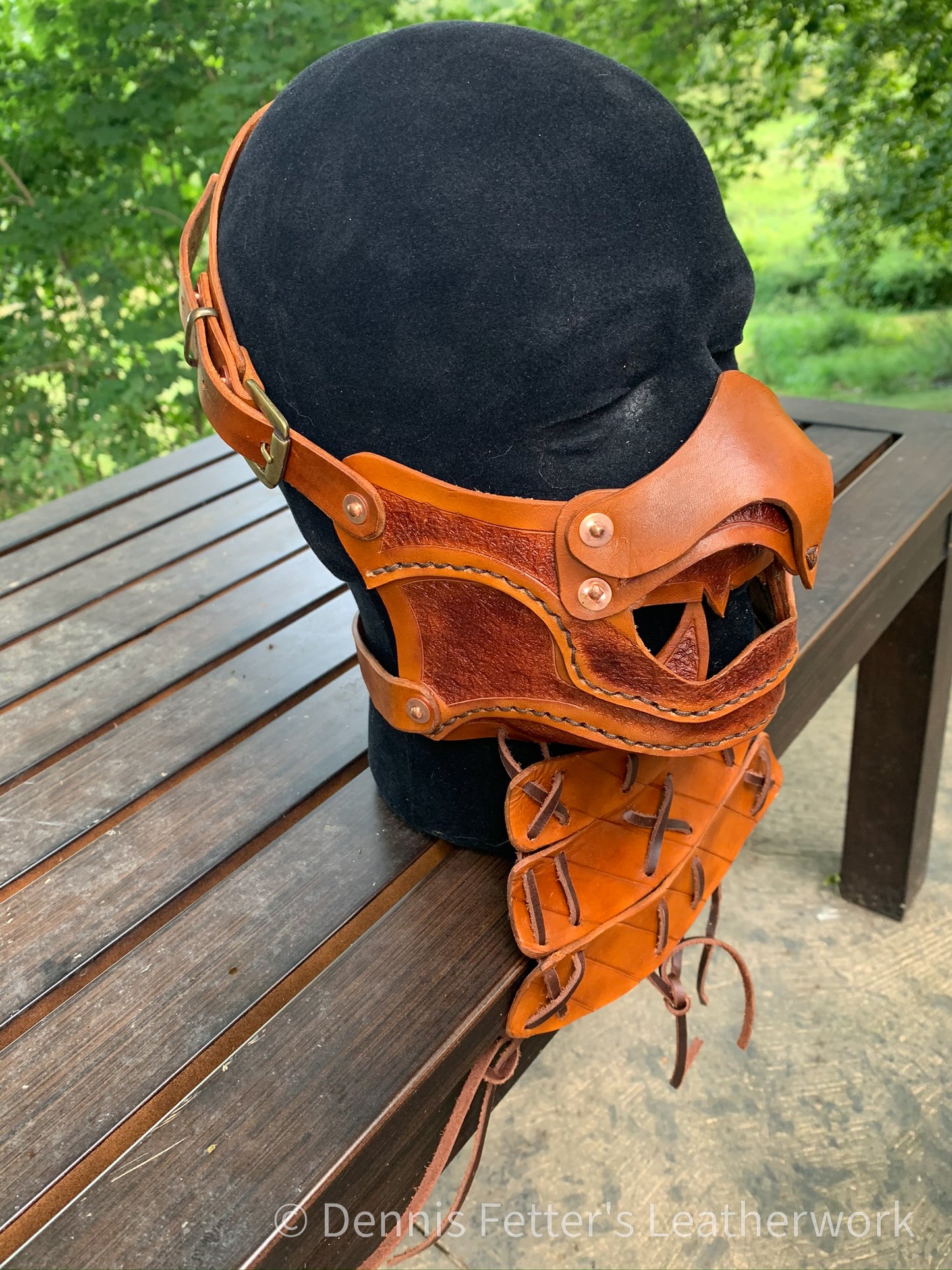 Stamped Leather Samurai Mempo mask - fits adults (Choose your color)