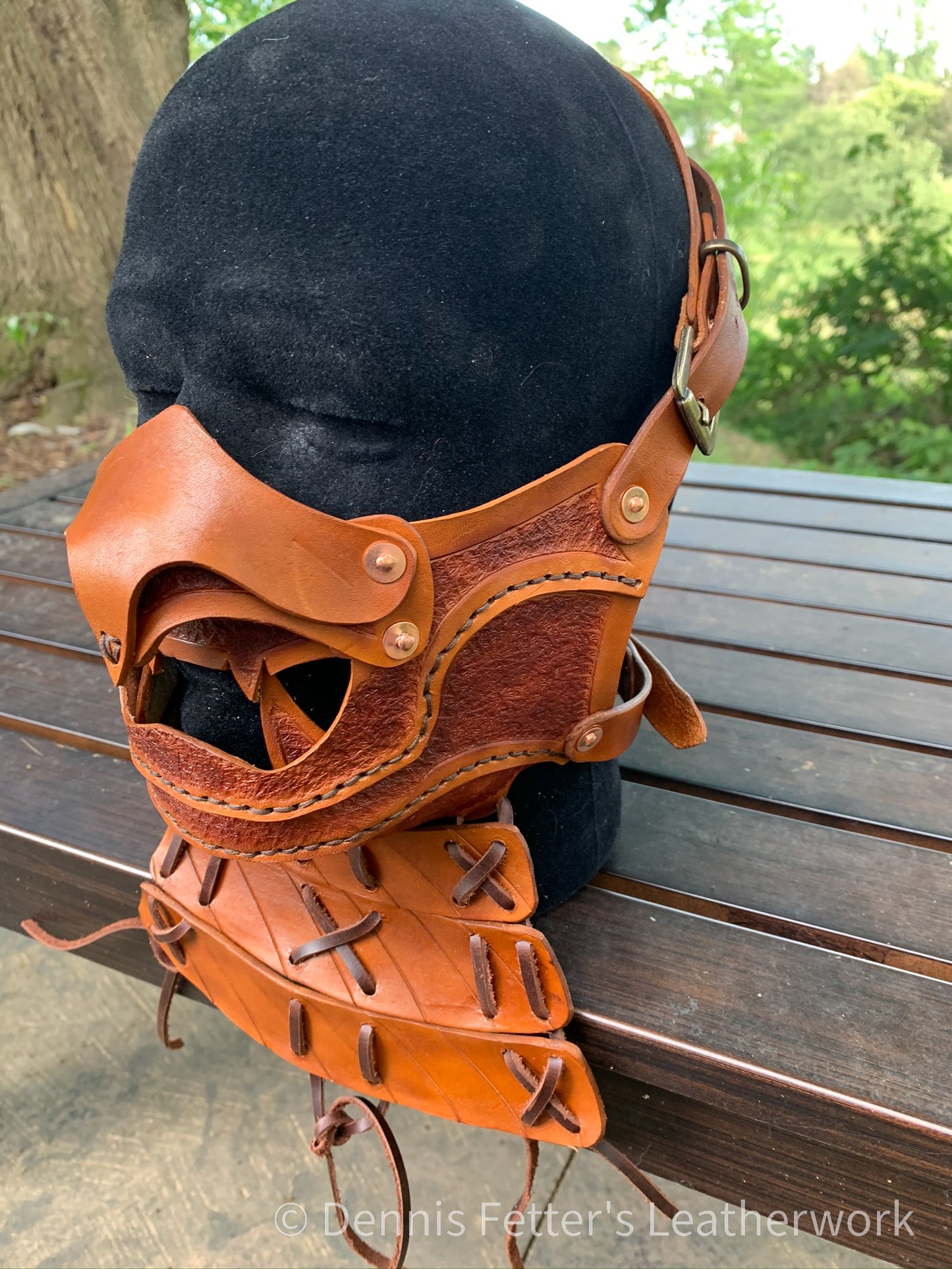 Stamped Leather Samurai Mempo mask - fits adults (Choose your color)