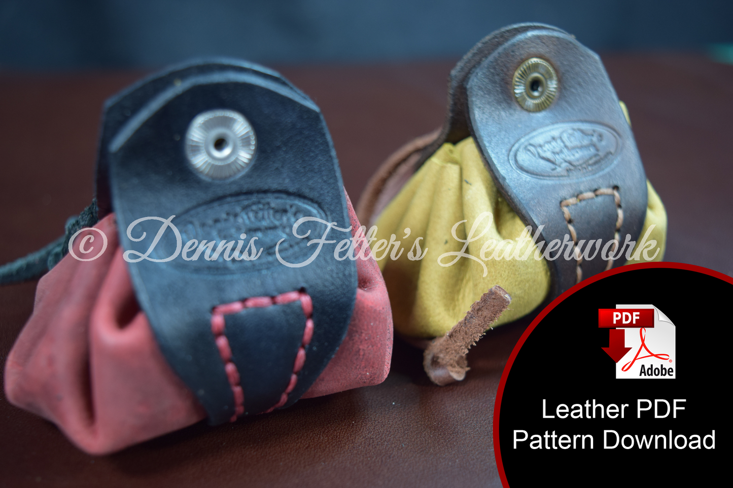 Drawstring Coin Pouch Leather Pattern (Download PDF file)