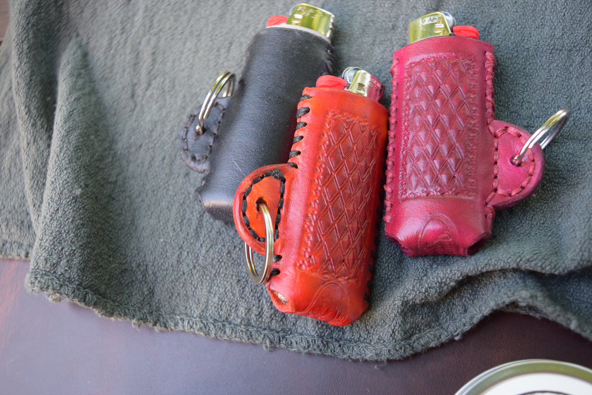 Bic Lighter Case & Matching Keychain - Hand made to order in Horween Leather