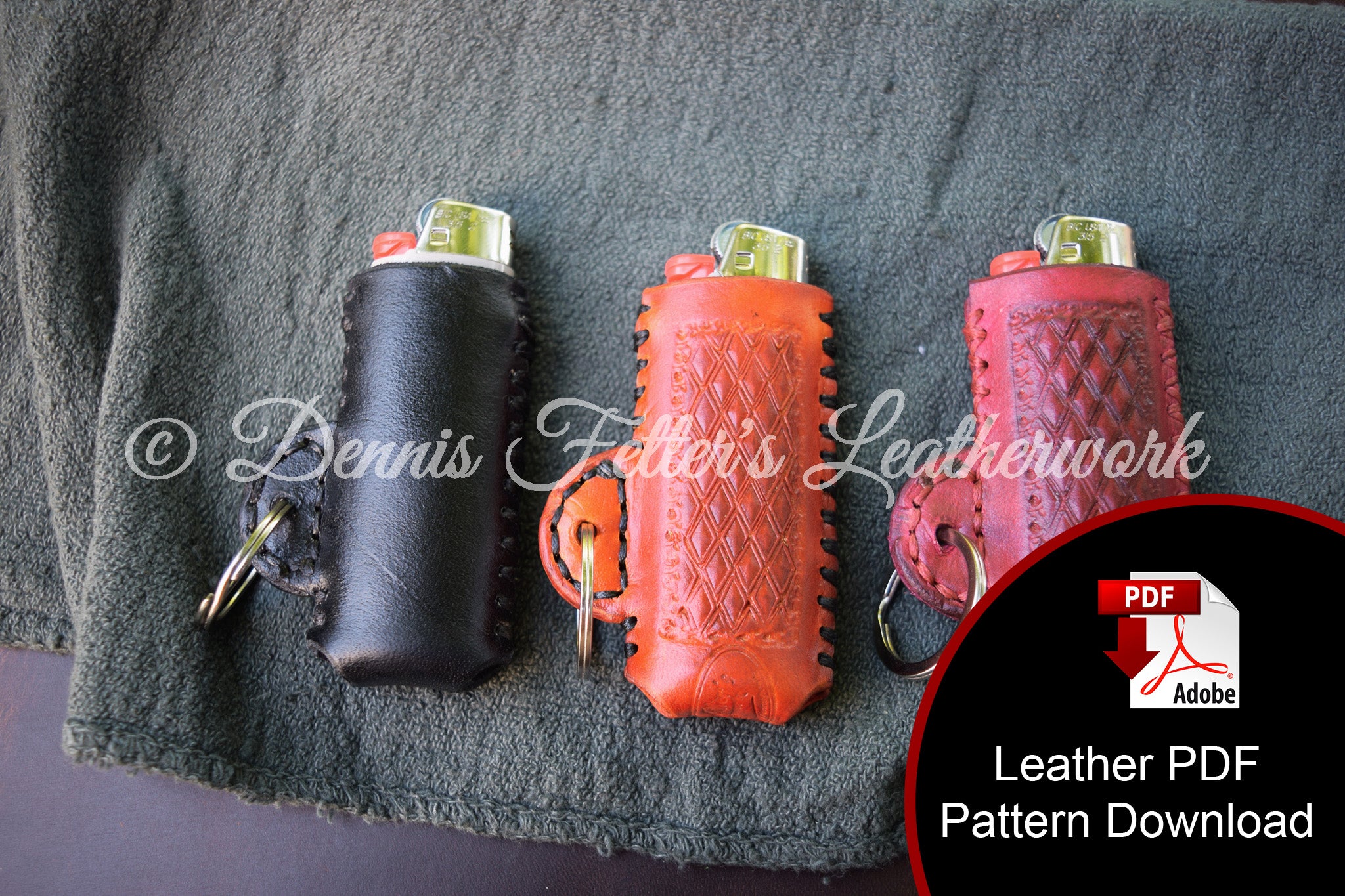 Leather Pattern Leather Lighter Case Pattern BIC Lighter Case Leather Craft  Pattern Leather Templates