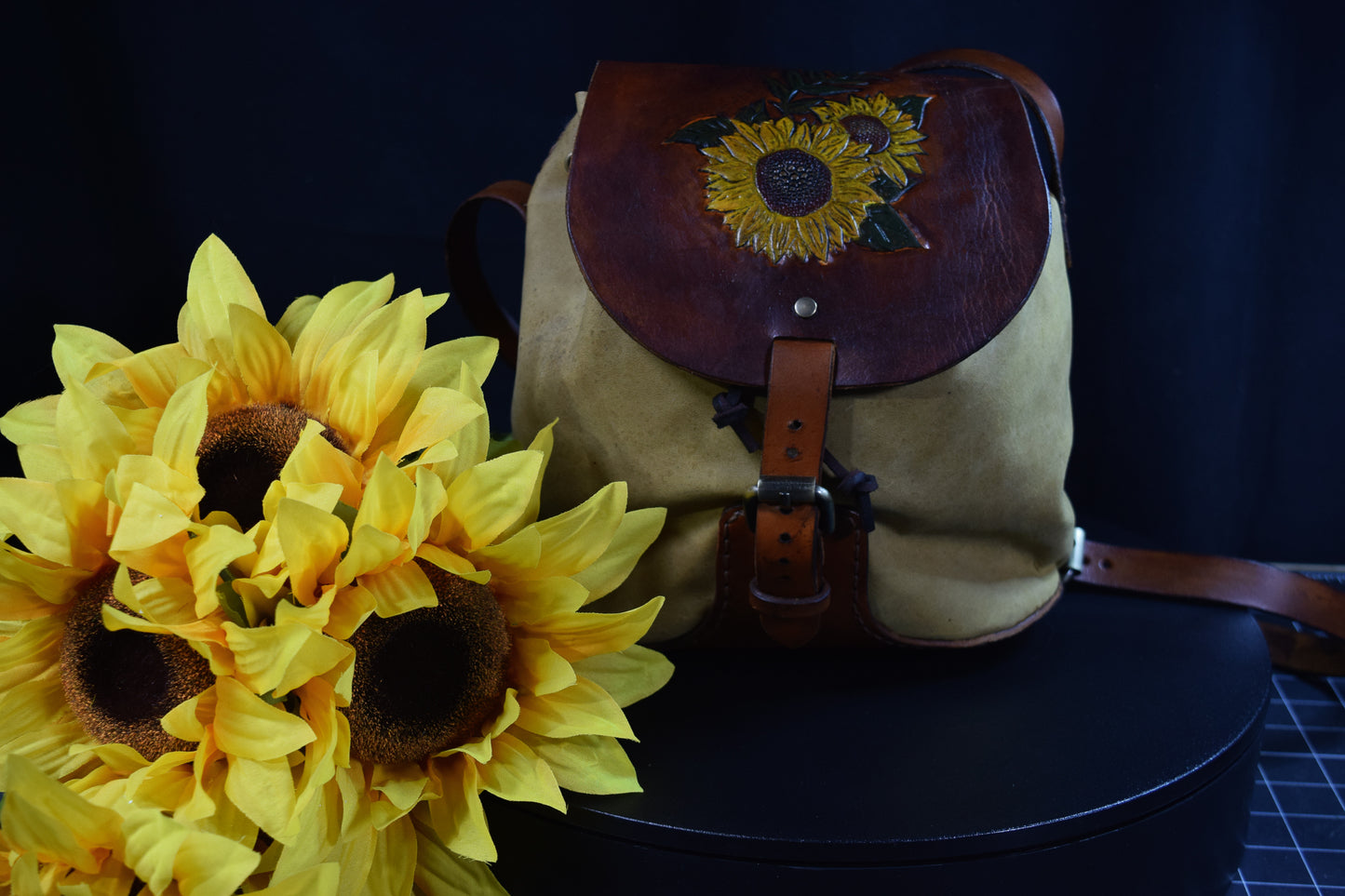 Women's Tooled Leather Sunflower Bag