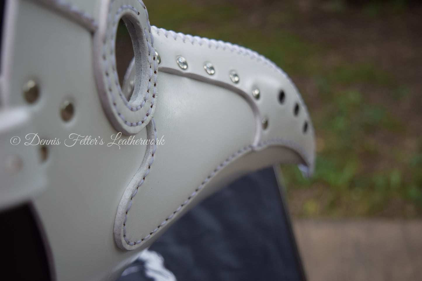 White Leather Plague Doctor mask - (Choose lens color)