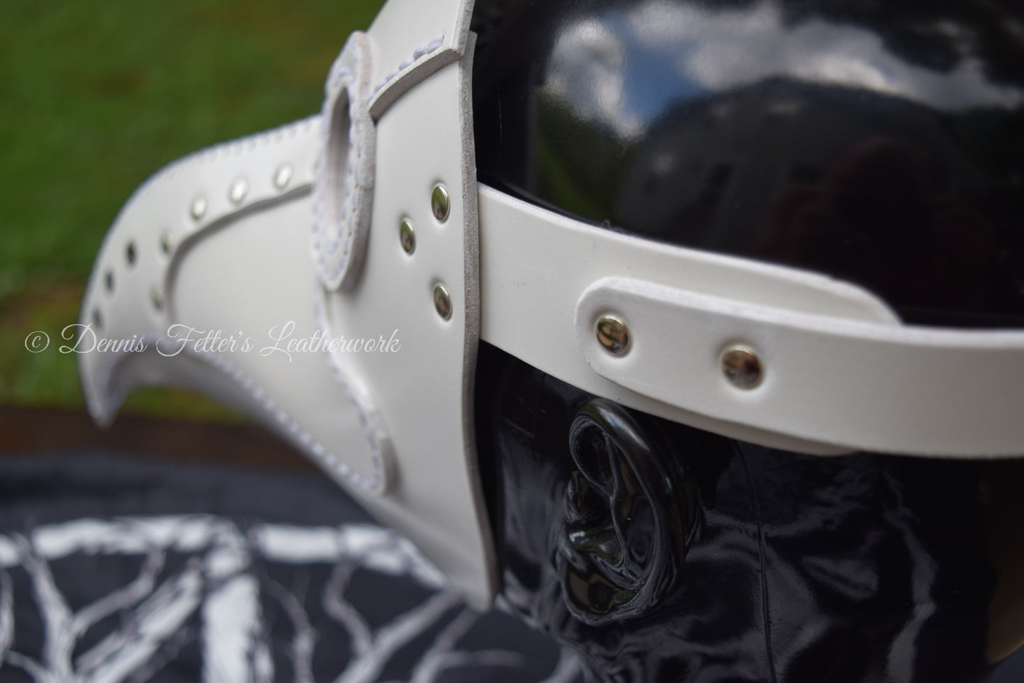 White Leather Plague Doctor mask - (Choose lens color)