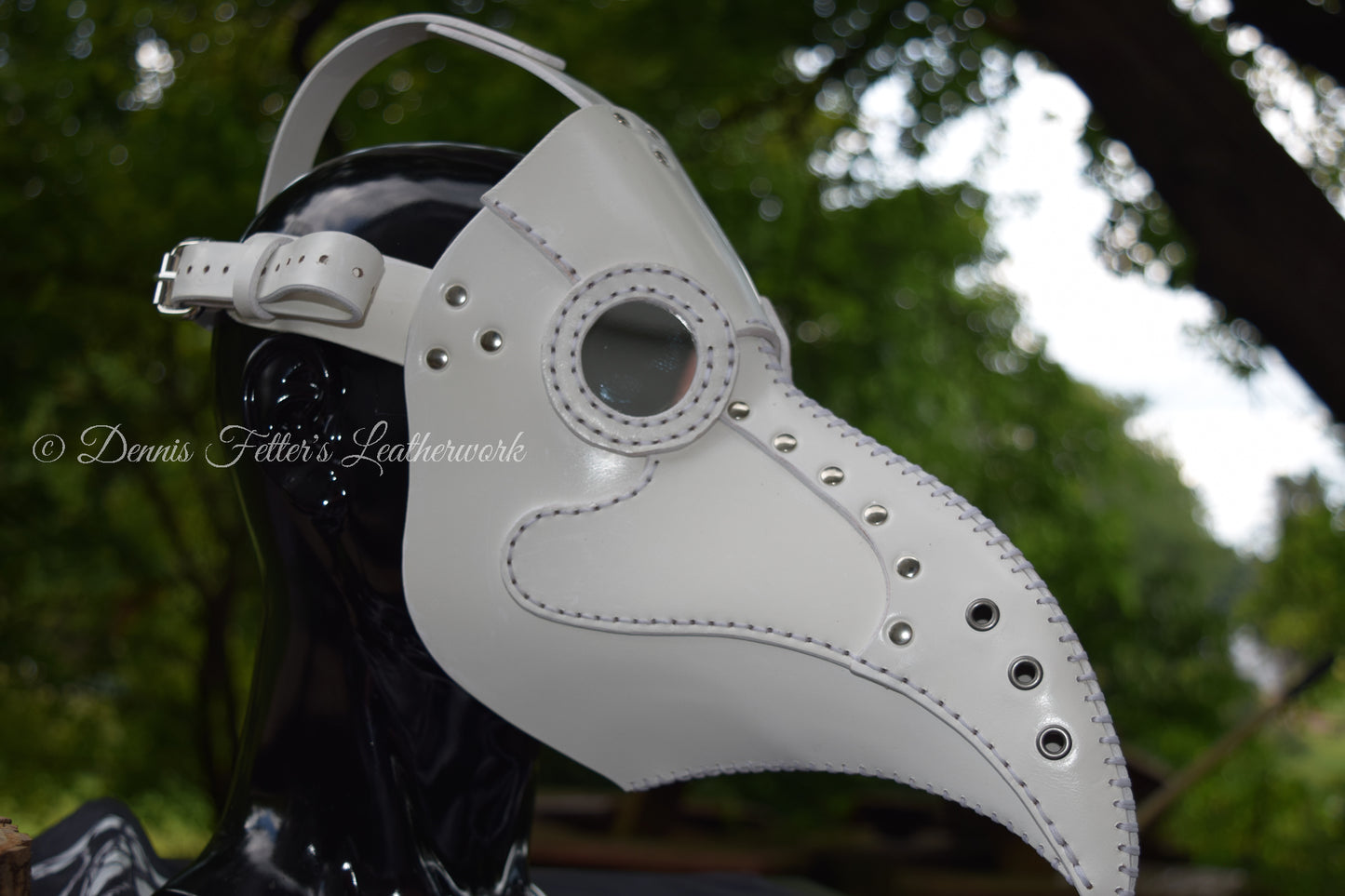 White Leather Plague Doctor mask - (Choose lens color)